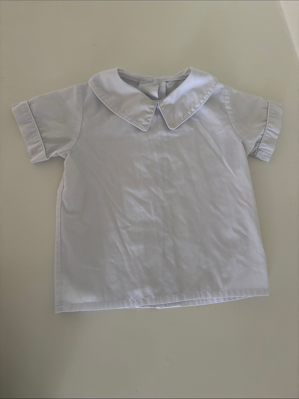 White Short-Sleeve Top with Peter Pan Collar